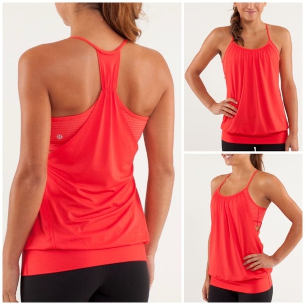 Lululemon No Limits Bra Tank Love Red Slope Stripe
